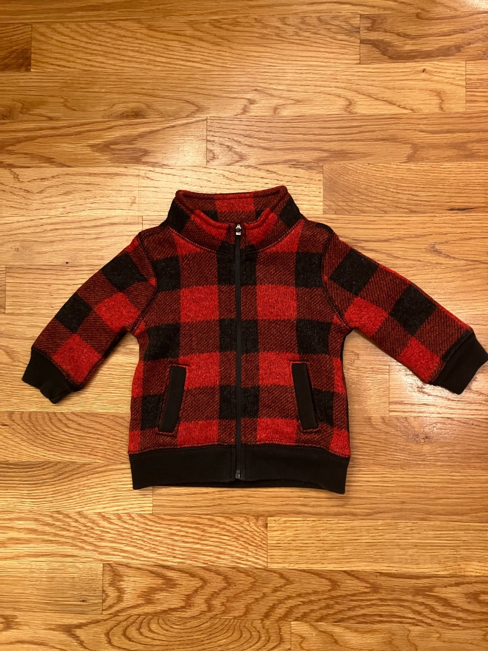 OshKosh B'gosh Red and Black Plaid Zip-Up Hoodie